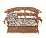 Wicker Settee & Rocking Chair, Brown Floral