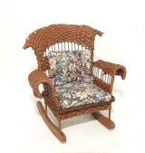 Wicker Settee & Rocking Chair, Brown Floral