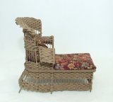 Wicker Chaise, Tan Floral