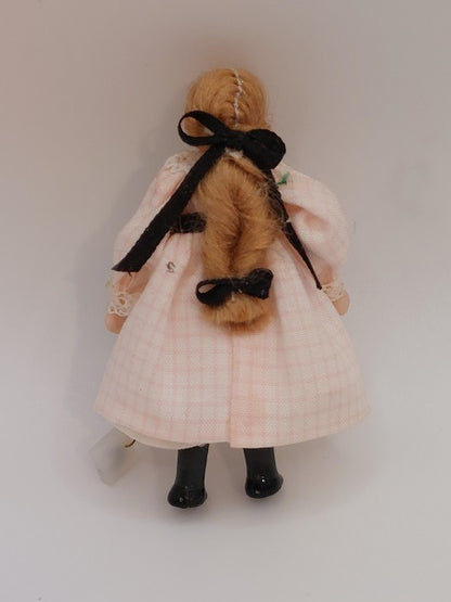 Girl Doll for Doll with Pink Plaid Dress