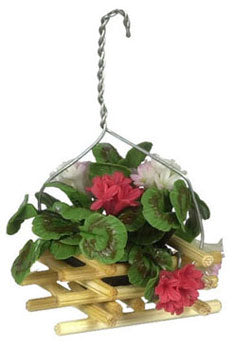 Geranium Hanging Basket, Red & White