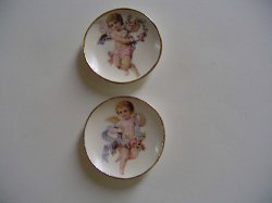 Pink & Blue Cherub Dishes, 2pc