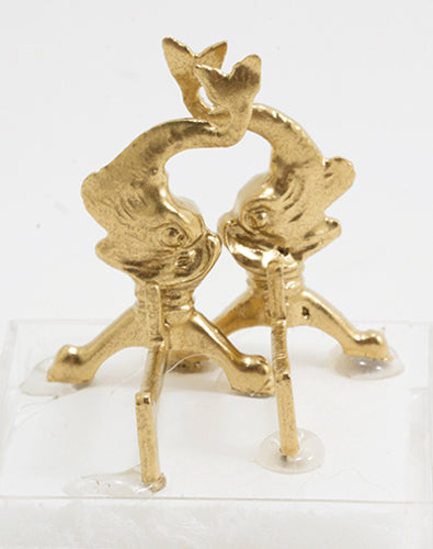 Dolphin Andirons, Pair, Gold