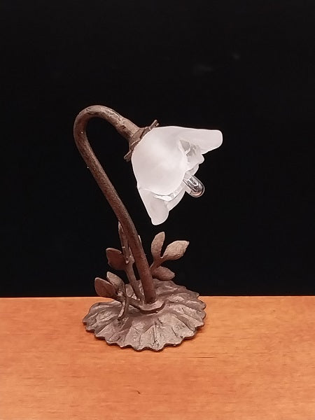 Bronze Lamp with a Pink Flowered Shade