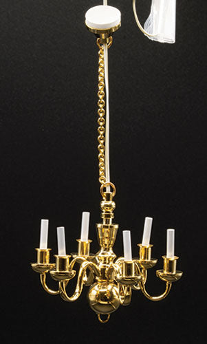 6 Arm Brass Chandelier