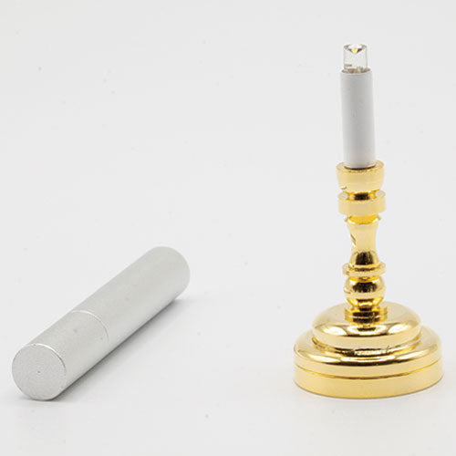 Candlestick Table Lamp With Wand, Brass, LED