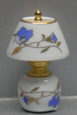 China Brass Lamp Blue Floral