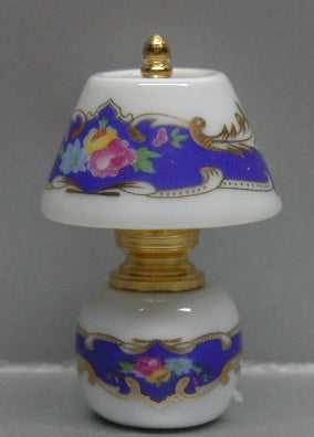 China Brass Lamp Dark Blue Floral