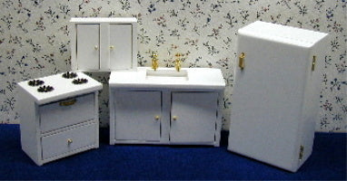 Modern Kitchen, White, 4pc