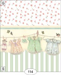 Clothesline Floral Green Wallpaper, G