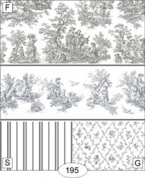 Farm Life Toile, Black Stripe Wallpaper, S