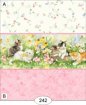 Playful Kittens Pink Marble, Pattern B