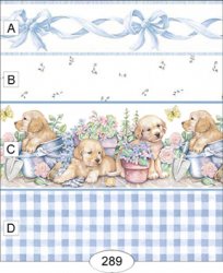 Puppies In Garden, Blue Check Wallpaper, CD