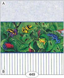 Tropical Frogs Blue Stripe Wallpaper, B