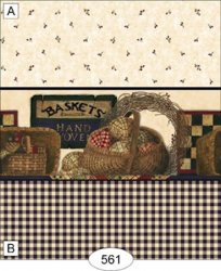 Country Baskets, Black & Cream Wallpaper, A