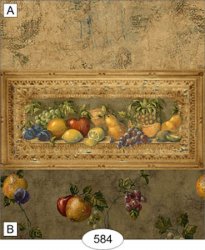 Fruit In Frame, Antique Gold Wallpaper, B