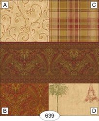 Tan Plaid with Burgundy Border Wallpaper, C