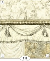 Curtain Toile Black Wallpaper, B