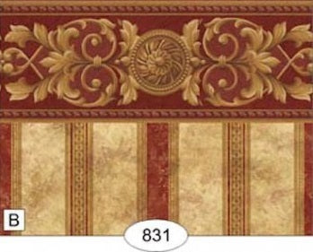 Medallion Red Marble Stripe Wallpaper