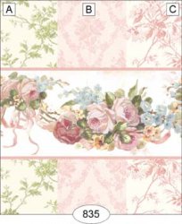 Vintage Rose Swag Pink Trellis Wallpaper, B