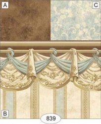 Curtain Swag Sky Stripe Wallpaper, B