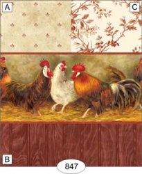 Rooster Red Over Red Moire Wallpaper, B