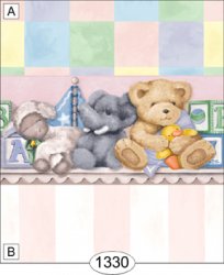 Nursery Shelf Pink Stripe Wallpaper, B