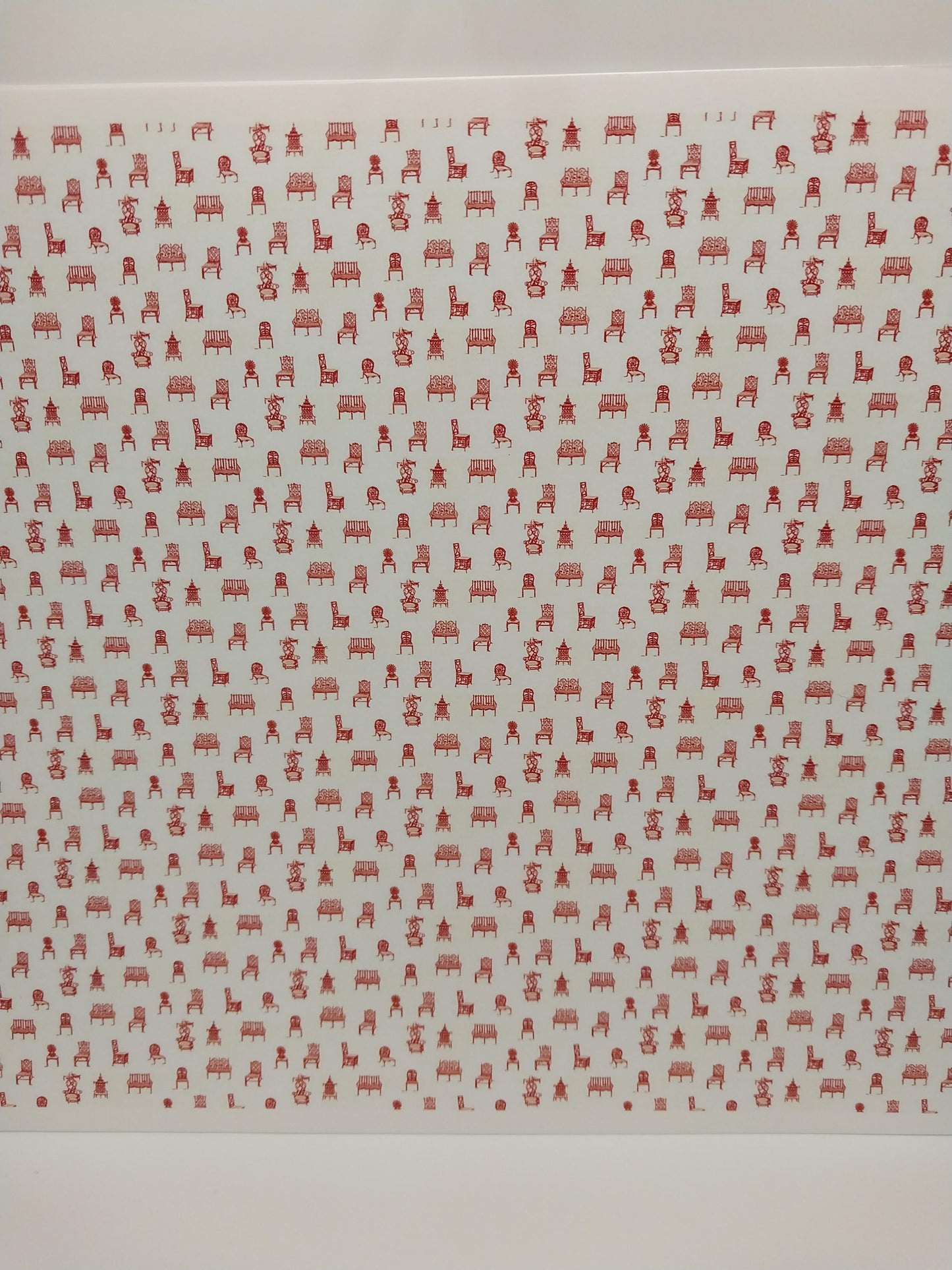 1/2" Scale Chairs, Red Wallpaper