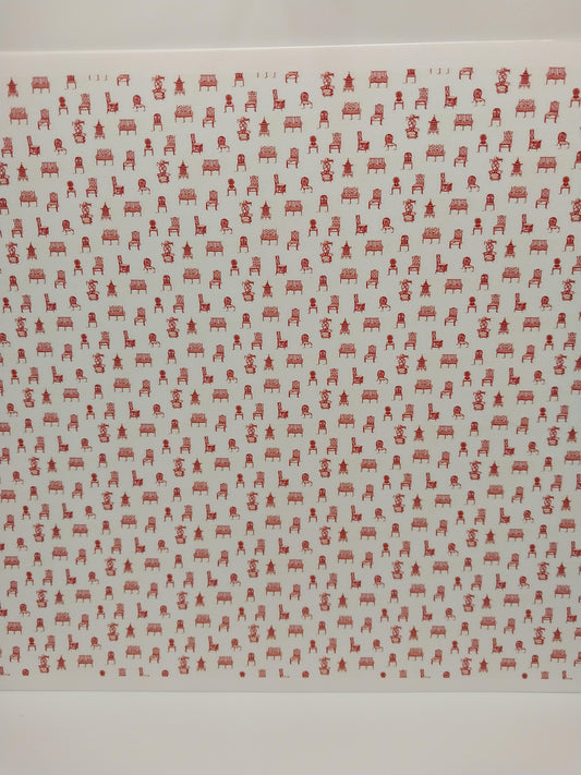 1/2" Scale Chairs, Red Wallpaper