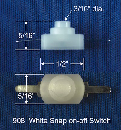 White Snap On-Off Switch, 5pk