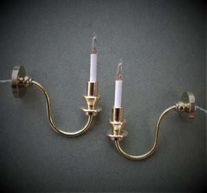 Brass Candle Wall Sconce, Pair