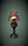 Bronze Table Lamp w/ Cranberry Shade