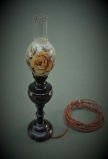 Bronze Table Lamp w/ Yellow Rose Shade