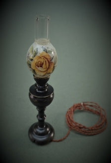 Bronze Table Lamp with Yellow Rose Shade