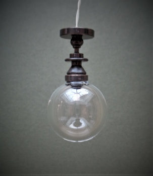 Short Pendant Light, Clear Globe