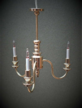 Chandelier, 3-Arm Candle Brass