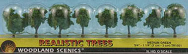 Medium Green Trees, 3/4", 8pc