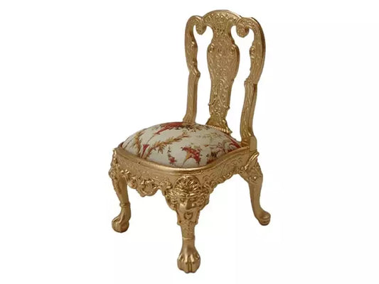 Windsor Side Chair, 22Kt Gilt, Deux Pigeon Fabric