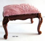 Upholstered Stool, Pink, Mahogany