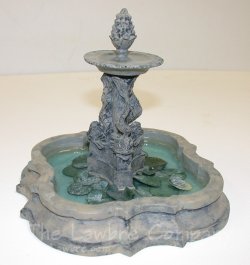 Baroque Dolphin Fountain, Gray