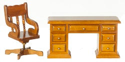 Desk and Chair, Walnut, 2pc