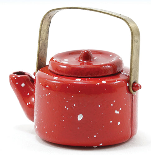 Spatterware Tea Kettle, Red