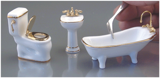 1/2" Scale Bathroom, White Porcelain, 3pc