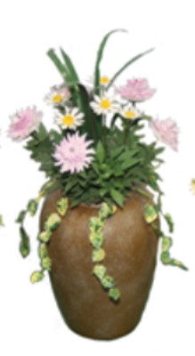 Spider Mums & Daisies in Tall Patio Jar