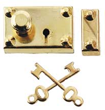 Brass Americana Lock & Key, 1 set per pack