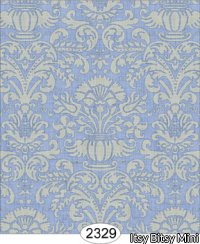 Annabelle Damask, Blue, Cream Wallpaper