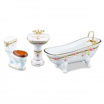 Victorian Rose Bathroom Set, 3pc