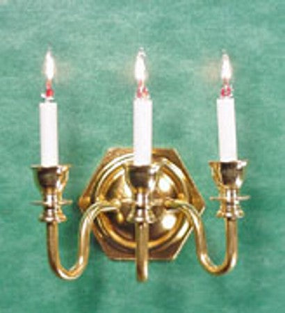 3-Candle Wall Sconce, Gold Finish