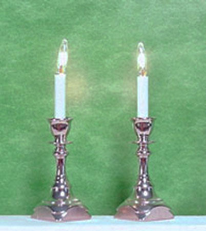 Candlesticks, Square Base, Silver Finish