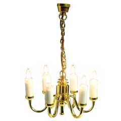 Brass 6 Arm Chandelier 12V